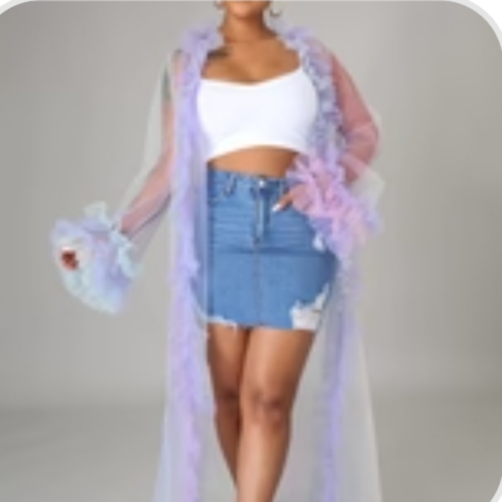 Hot & Delicious Ruffle Mesh Cardigan - Picture 2 of 2